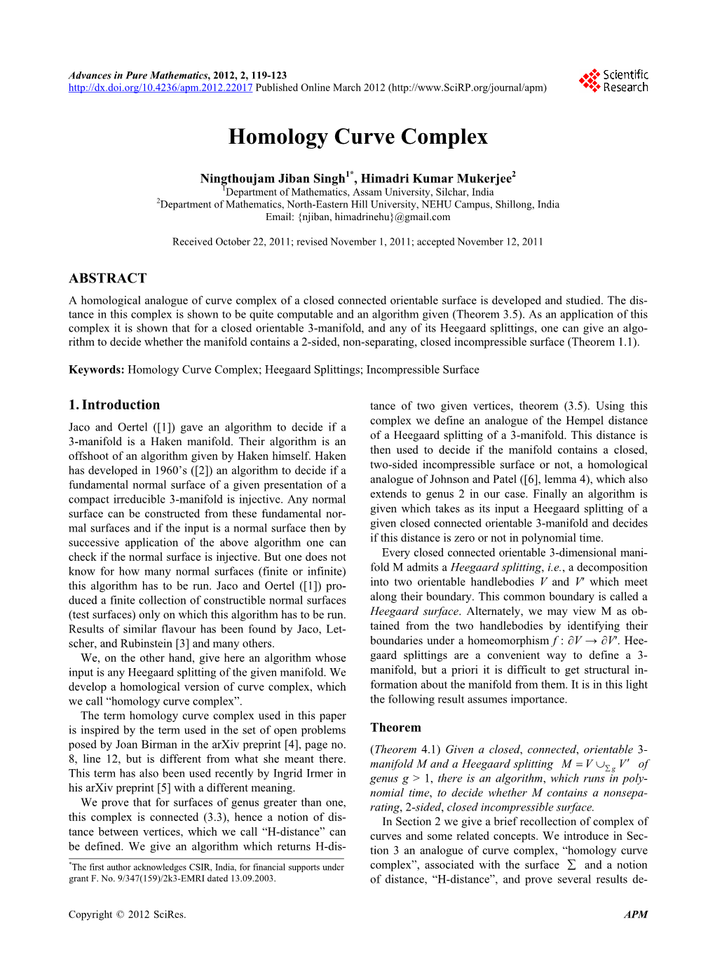 Homology Curve Complex