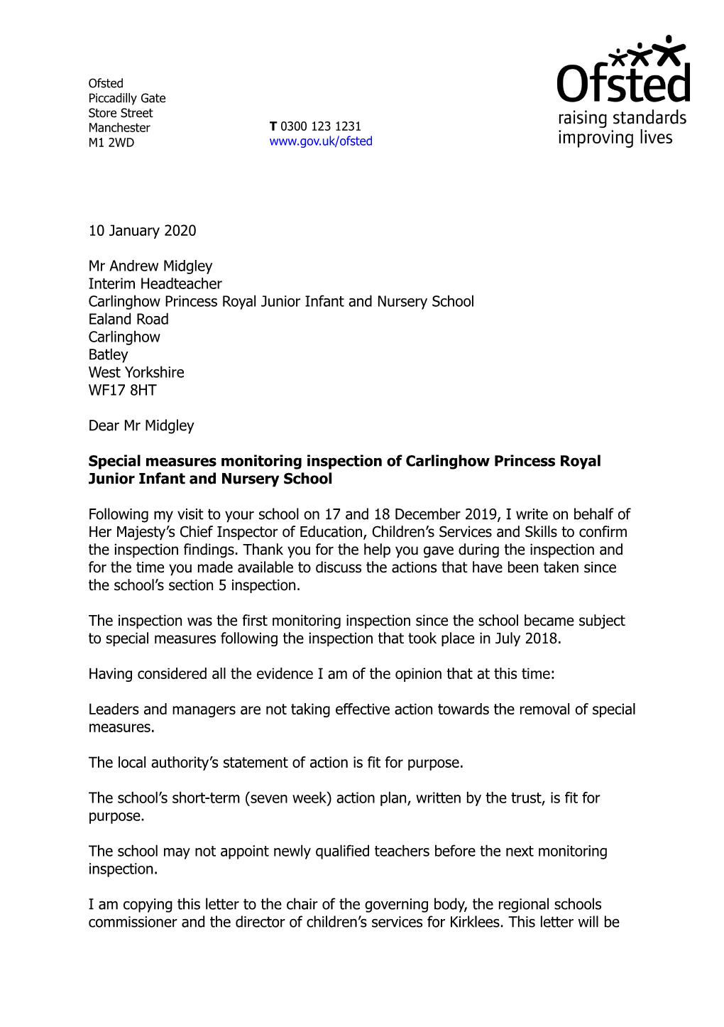 10 January 2020 Mr Andrew Midgley Interim Headteacher