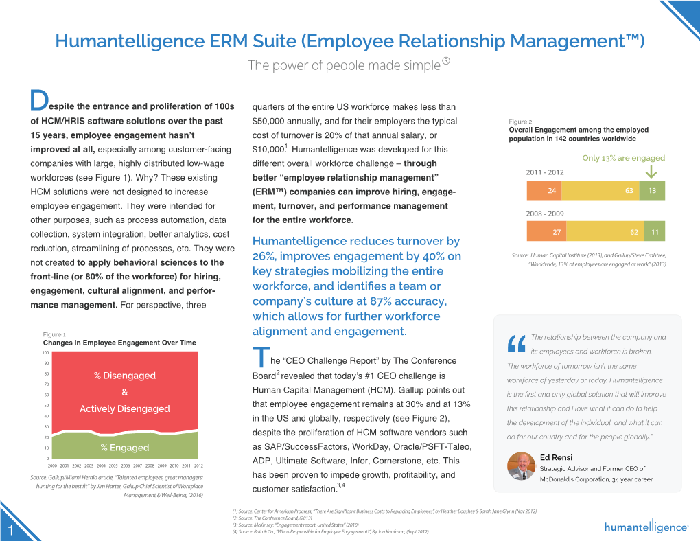 Humantelligence ERM Suite (Employee Relationship Management™) the Power of People Made Simple®