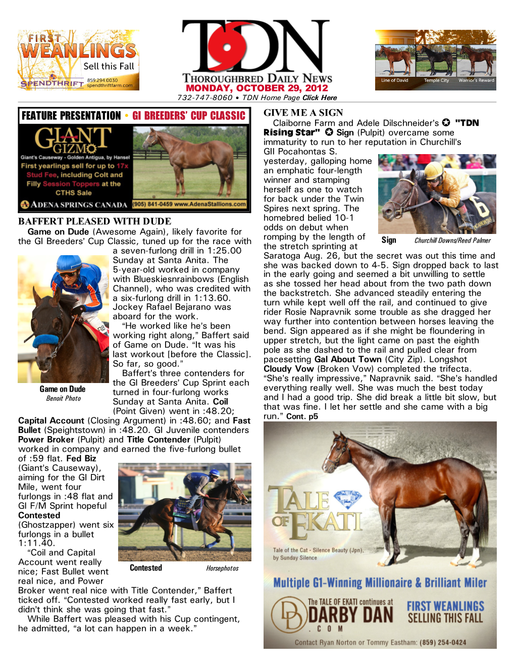 Feature Presentation • Gi Breeders' Cup Classic