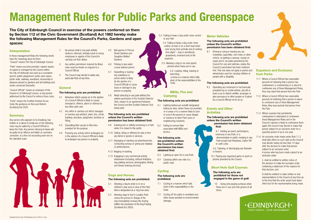 Management Rules for Public Parks and Greenspace