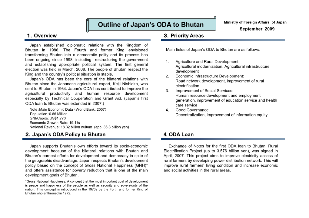 Outline of Japan's ODA to Bhutan