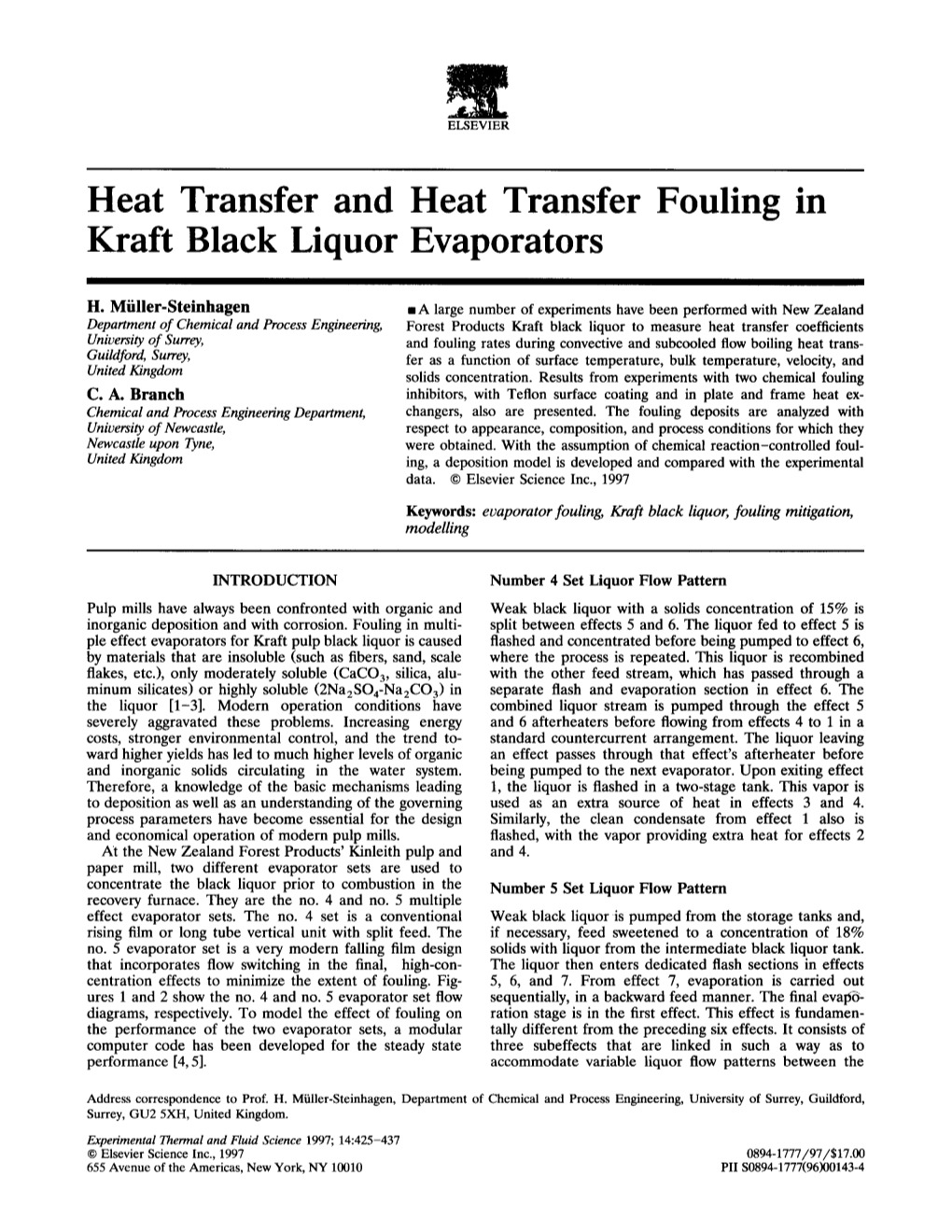 Heat Transfer and Heat Transfer Fouling in Kraft Black Liquor Evaporators