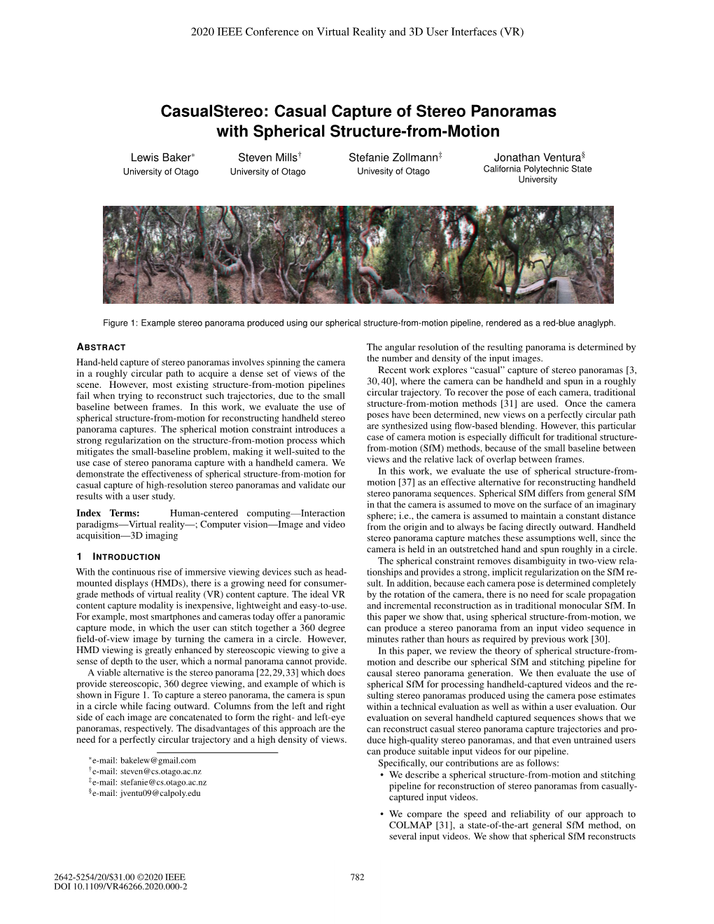 Casual Capture of Stereo Panoramas with Spherical Structure-From-Motion