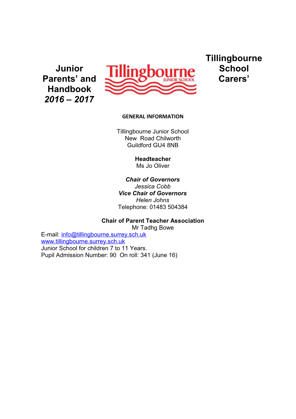 Tillingbourne Junior School Parents and Carers Handbook