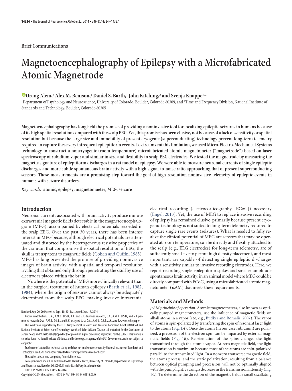 Magnetoencephalography of Epilepsy with a Microfabricated Atomic Magnetrode