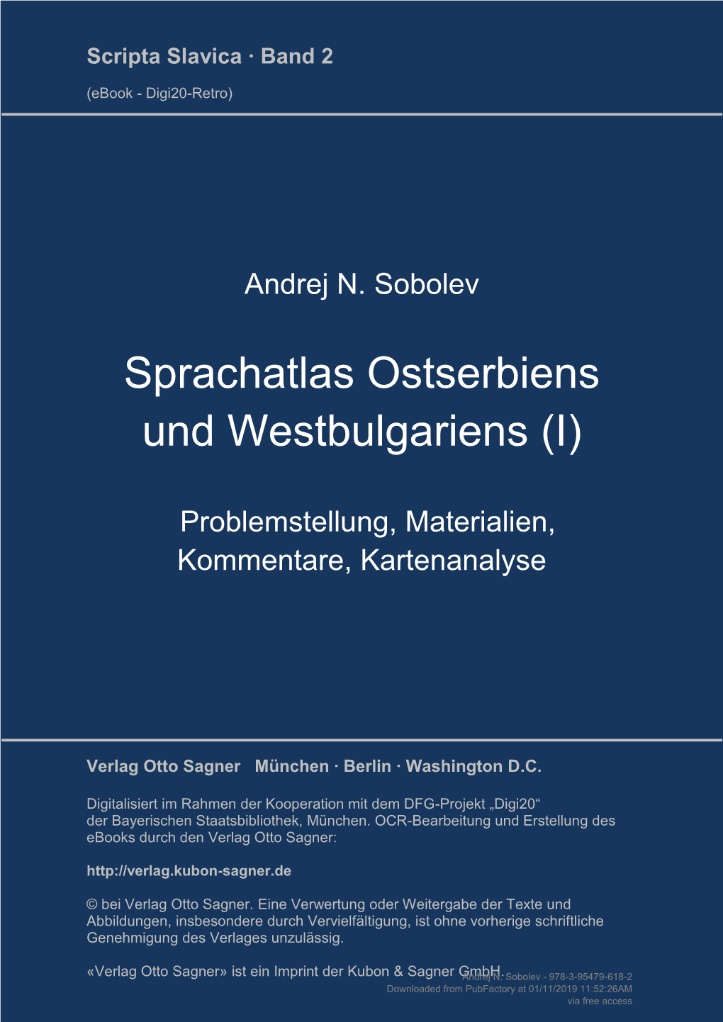 Sprachatlas Ostserbiens Und Westbulgariens (I)