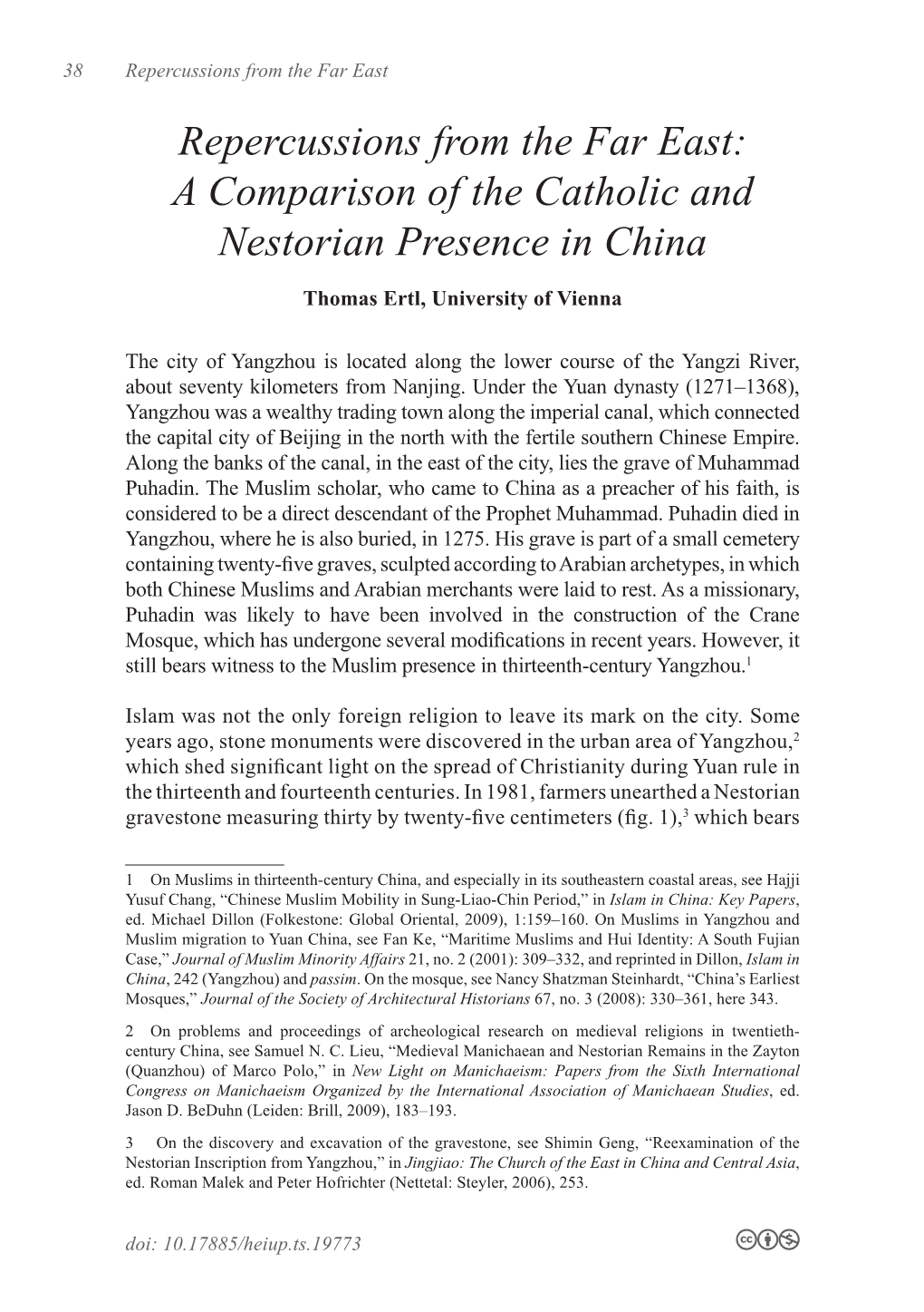 A Comparison of the Catholic and Nestorian Presence in China