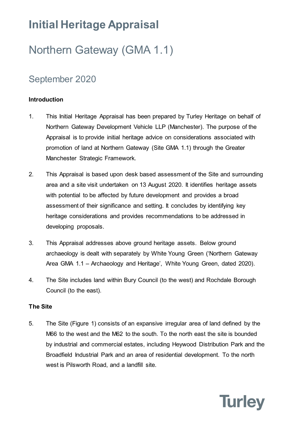 Initial Heritage Appraisal Northern Gateway (GMA 1.1)