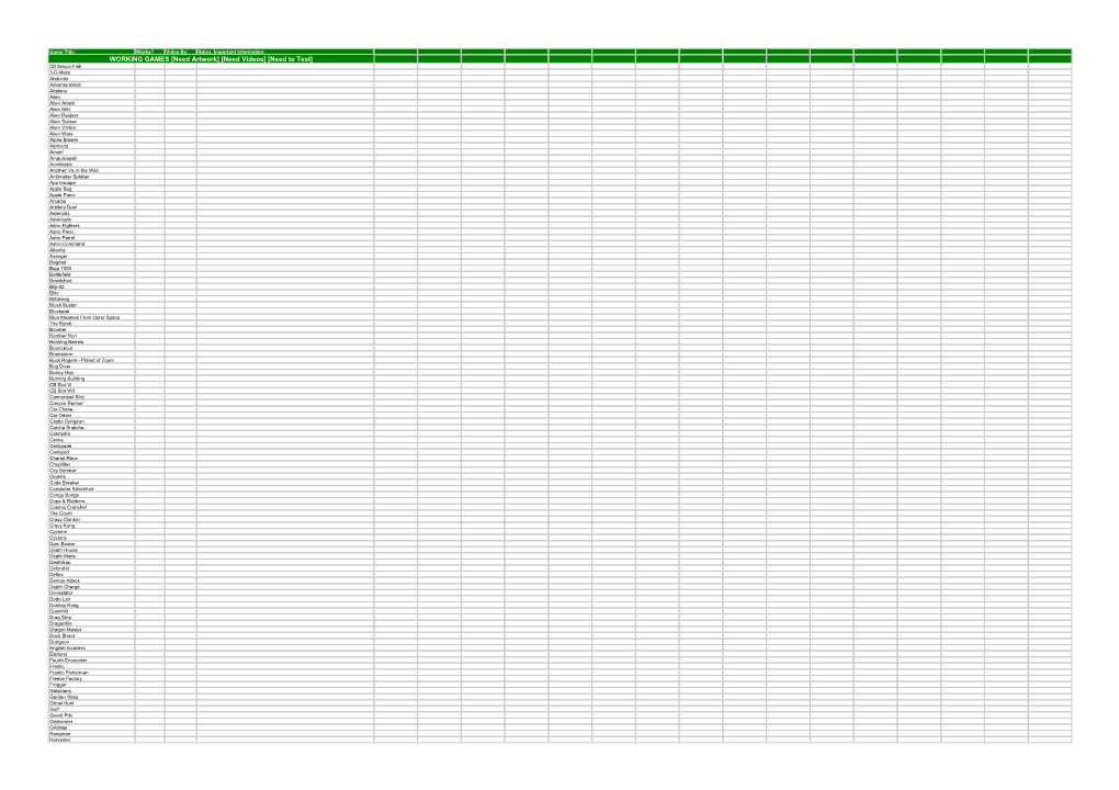 WORKING GAMES [Need Artwork] [Need Videos] [Need to Test]