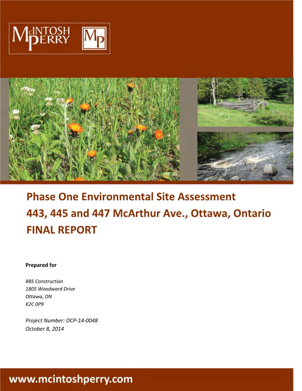 Phase One Environmental Site Assessment 443, 445 and 447 Mcarthur Ave., Ottawa, Ontario FINAL REPORT