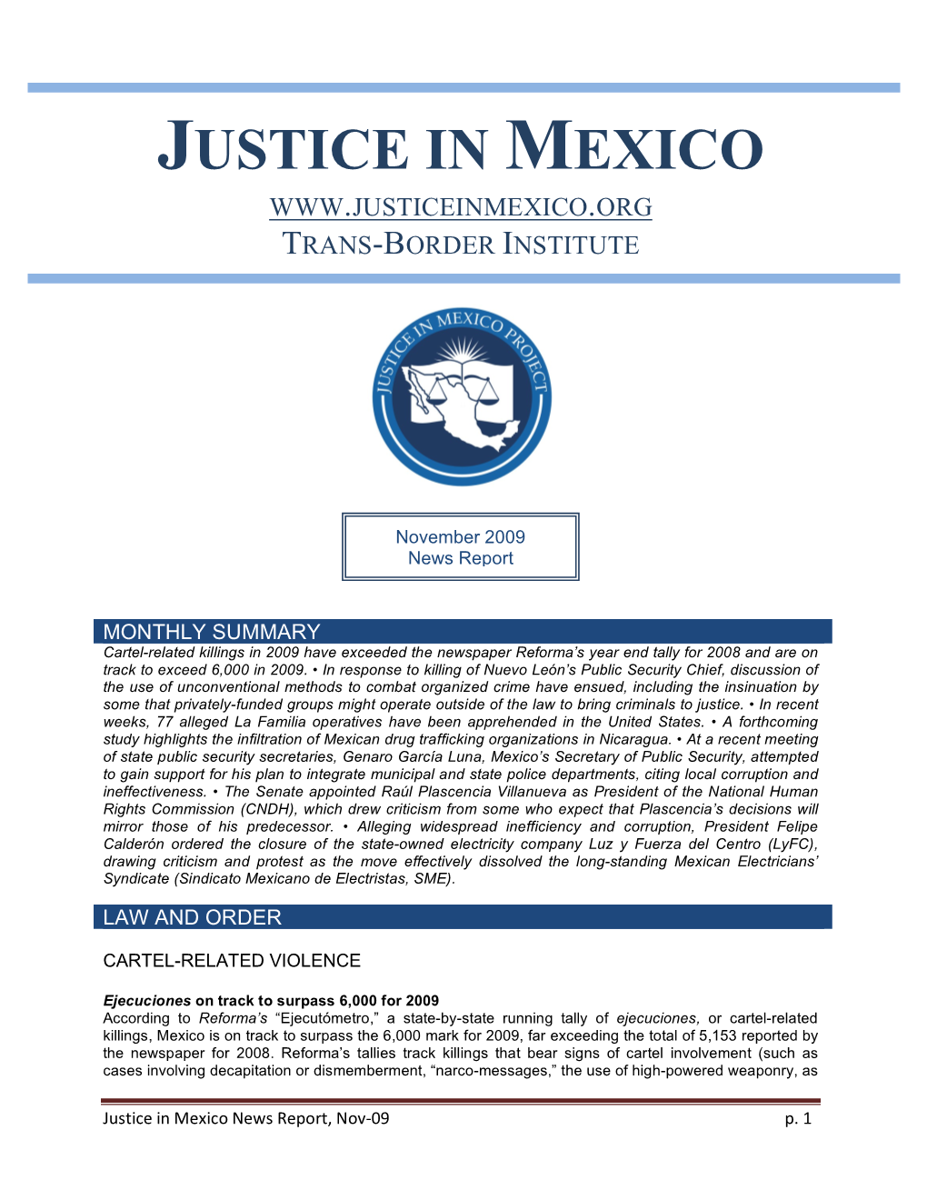 Justice in Mexico Trans-Border Institute