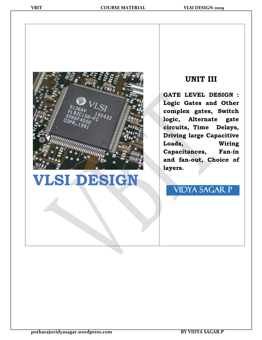 Vlsi Design Unit 3 2019 Copy