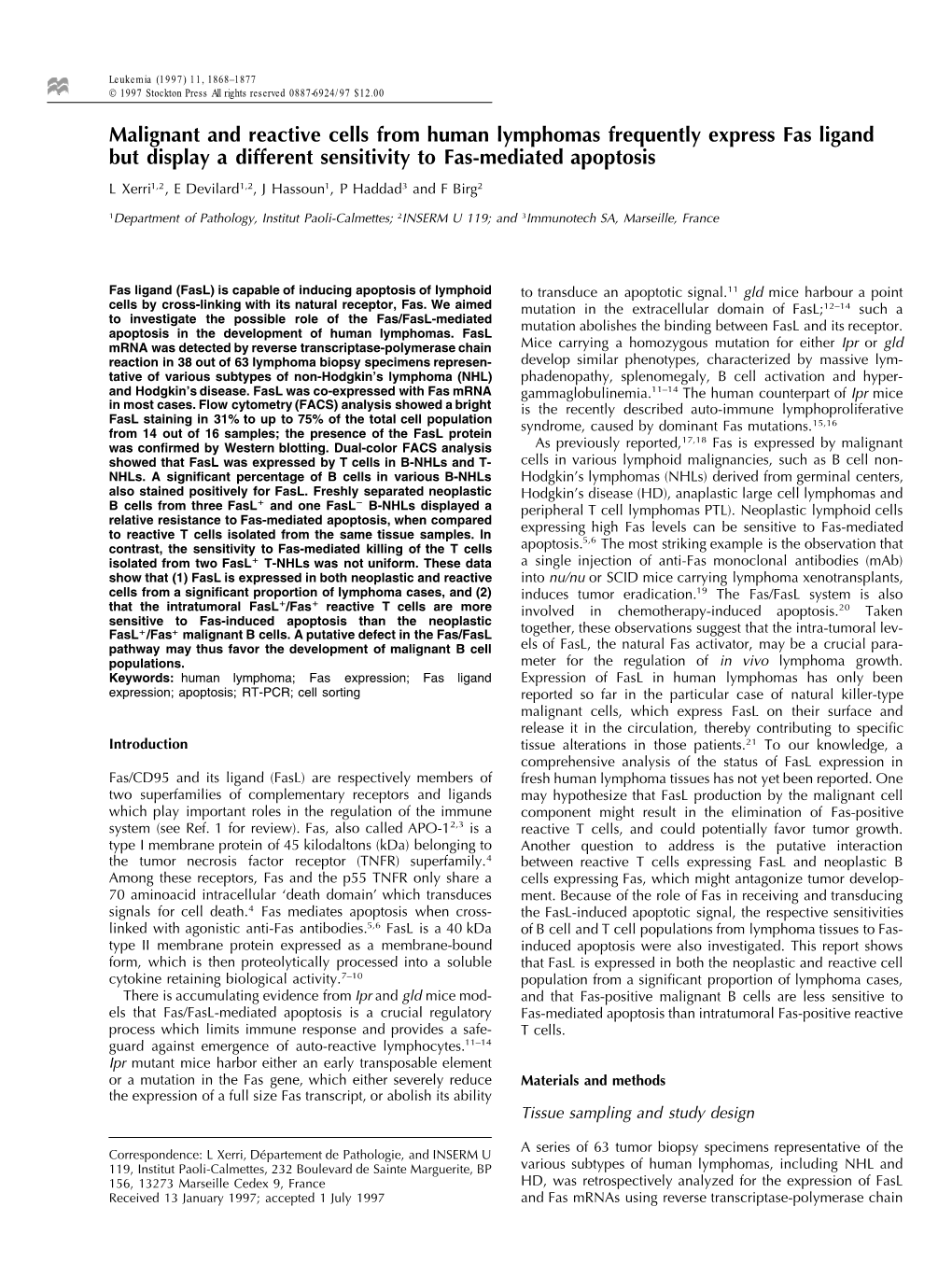 Malignant and Reactive Cells from Human Lymphomas Frequently