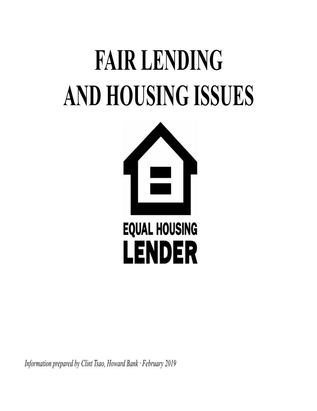 Fair Lending and Housing Issues