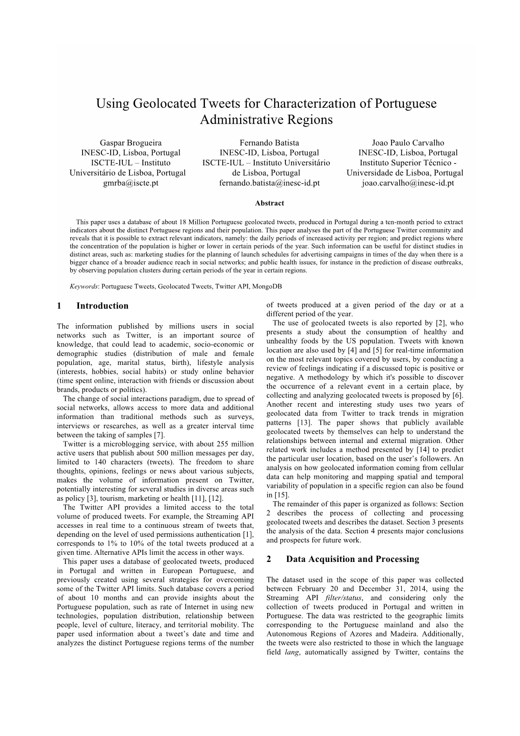 Using Geolocated Tweets for Characterization of Portuguese Administrative Regions