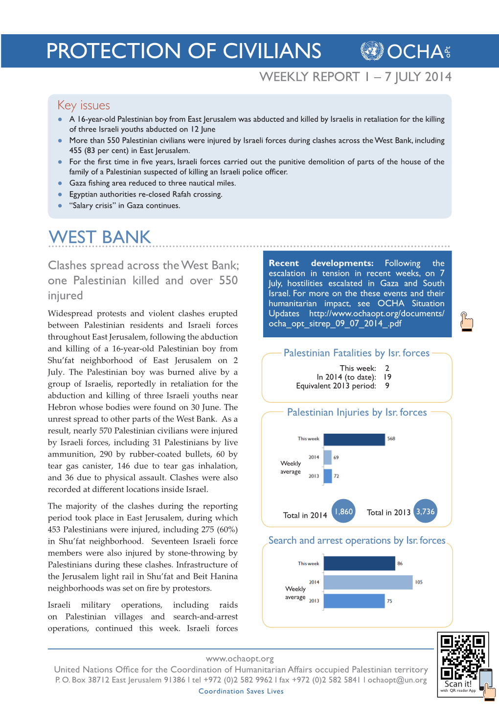 PROTECTION of CIVILIANS Opt WEEKLY REPORT 1 – 7 JULY 2014