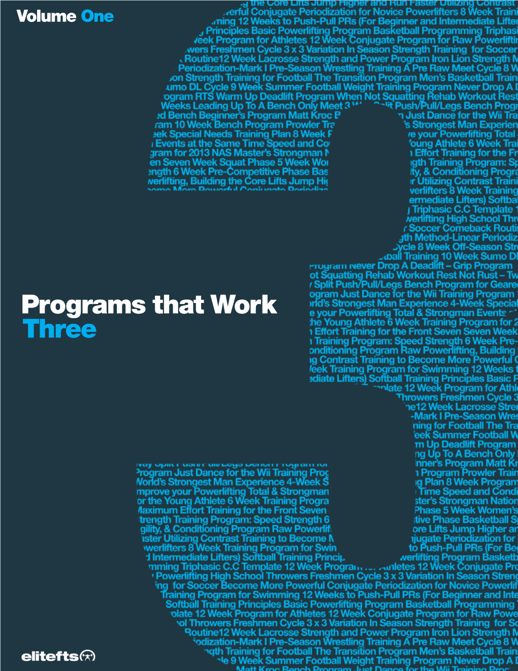 Programs That Work Three PROGRAMS THAT WORK 3 VOL