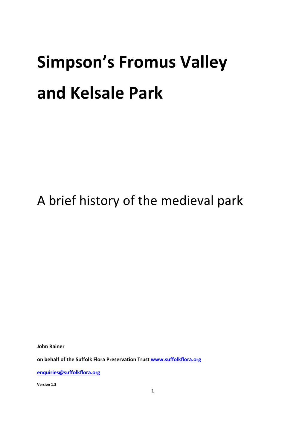 Simpson's Fromus Valley and Kelsale Park