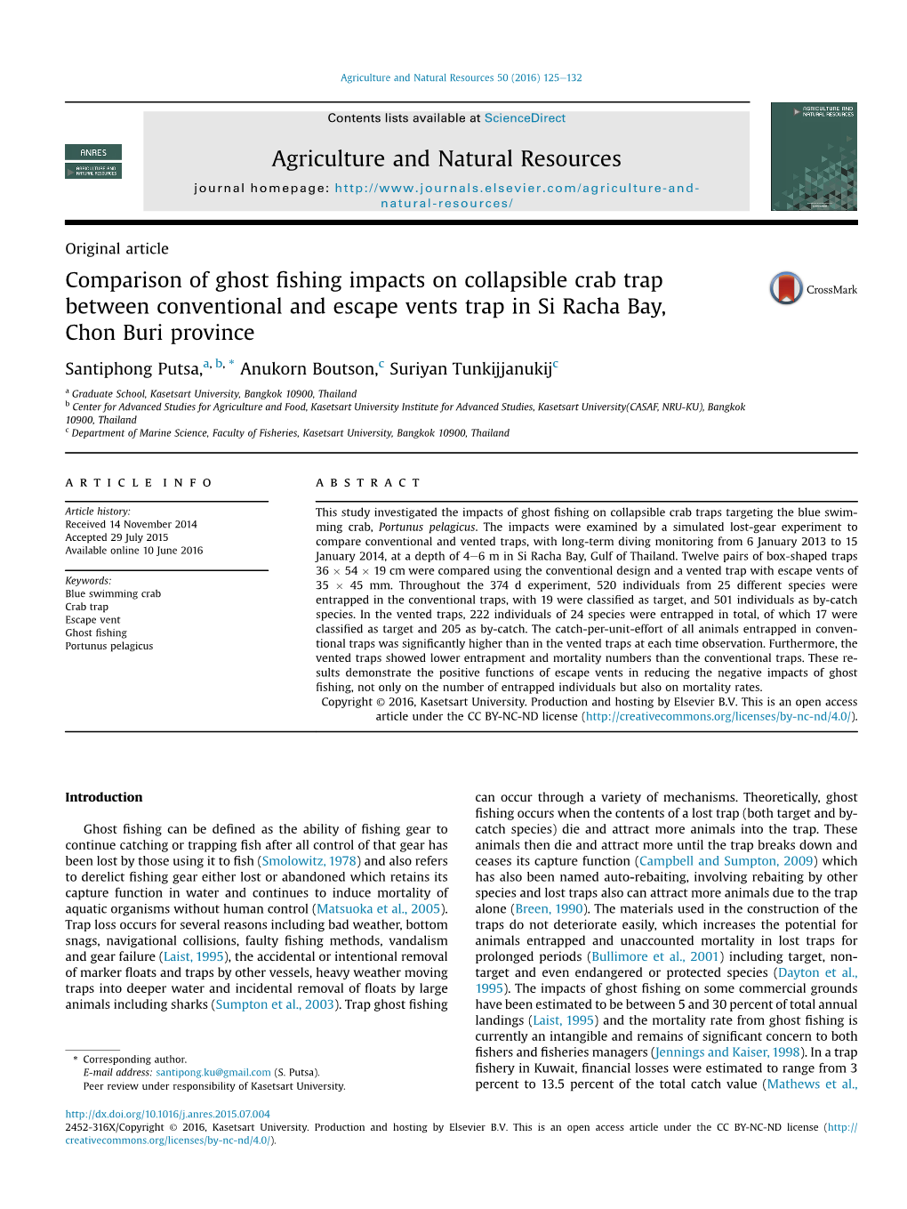 Agriculture and Natural Resources 50 (2016) 125E132