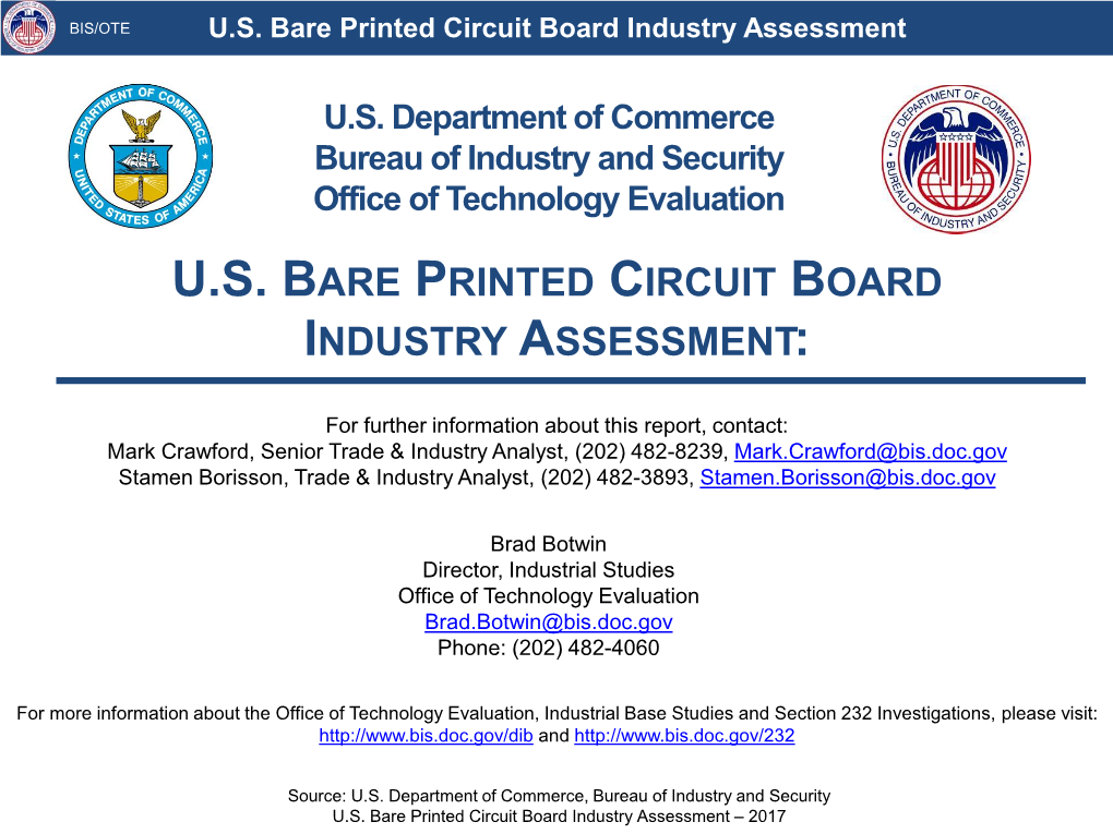 US Bare Printed Circuit Board Industry Assessment – 2017