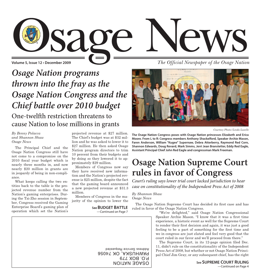 Osage Nation Supreme Court Rules in Favor of Congress