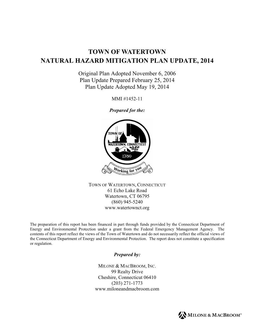 Watertown Natural Hazard Mitigation Plan Update, 2014