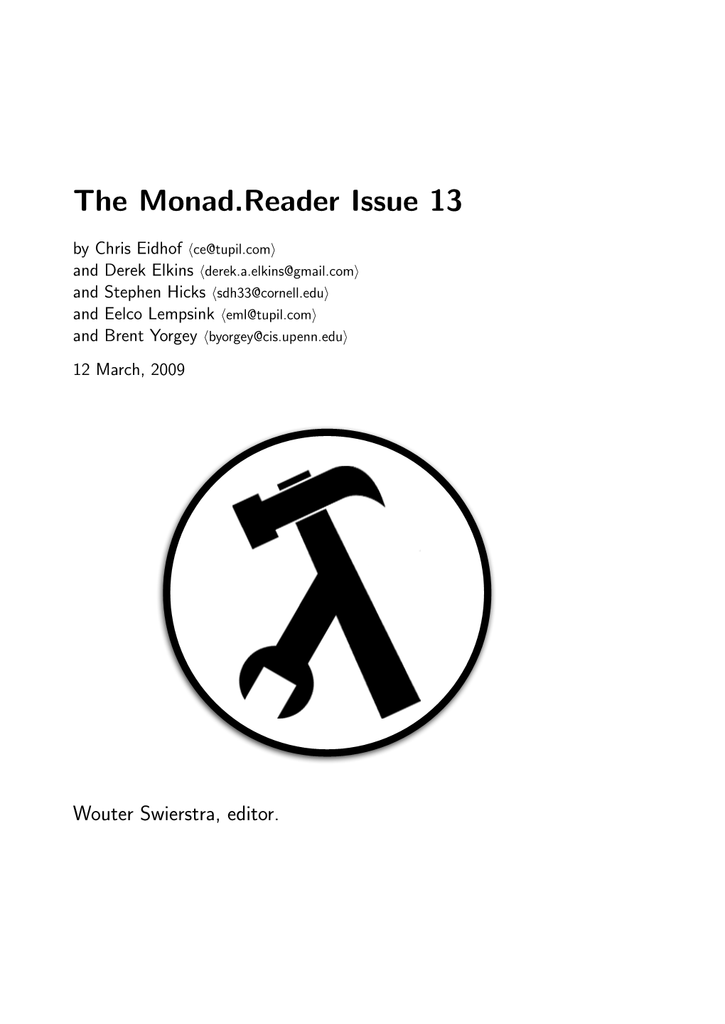 The Monad.Reader Issue 13