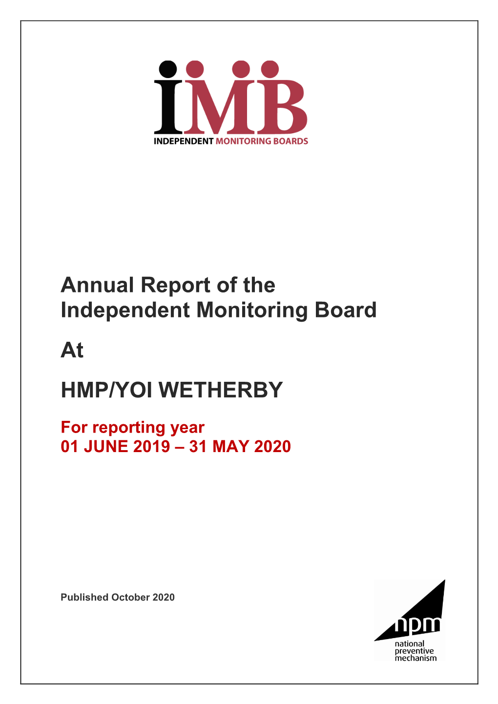 Annual Report of the Independent Monitoring Board at HMP/YOI WETHERBY