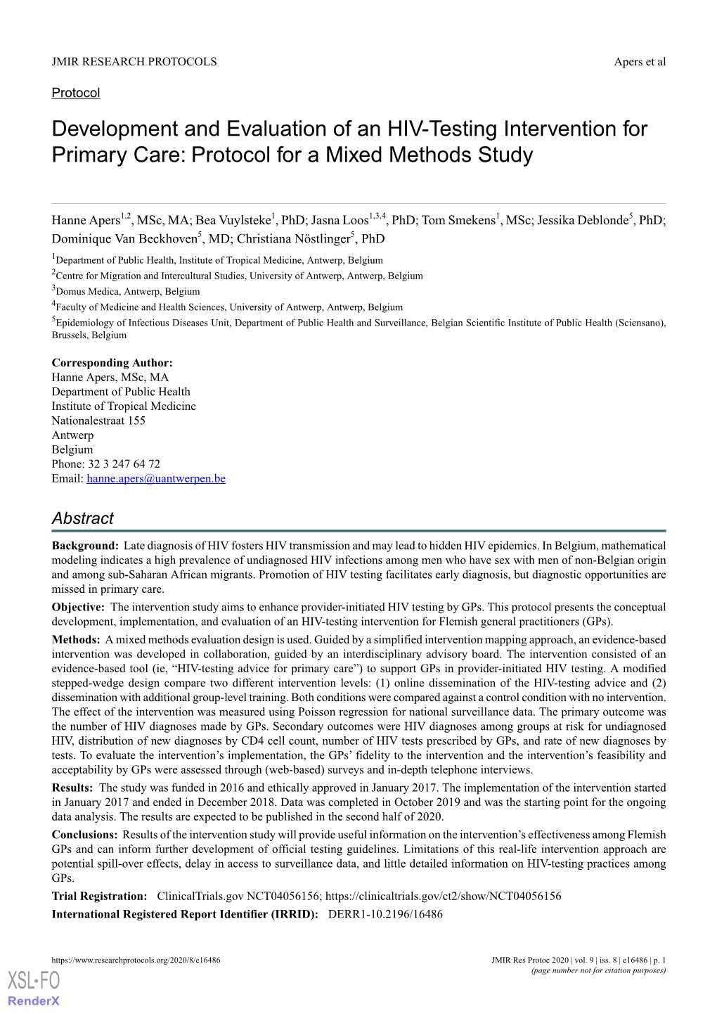 Development and Evaluation of an HIV-Testing Intervention for Primary Care: Protocol for a Mixed Methods Study