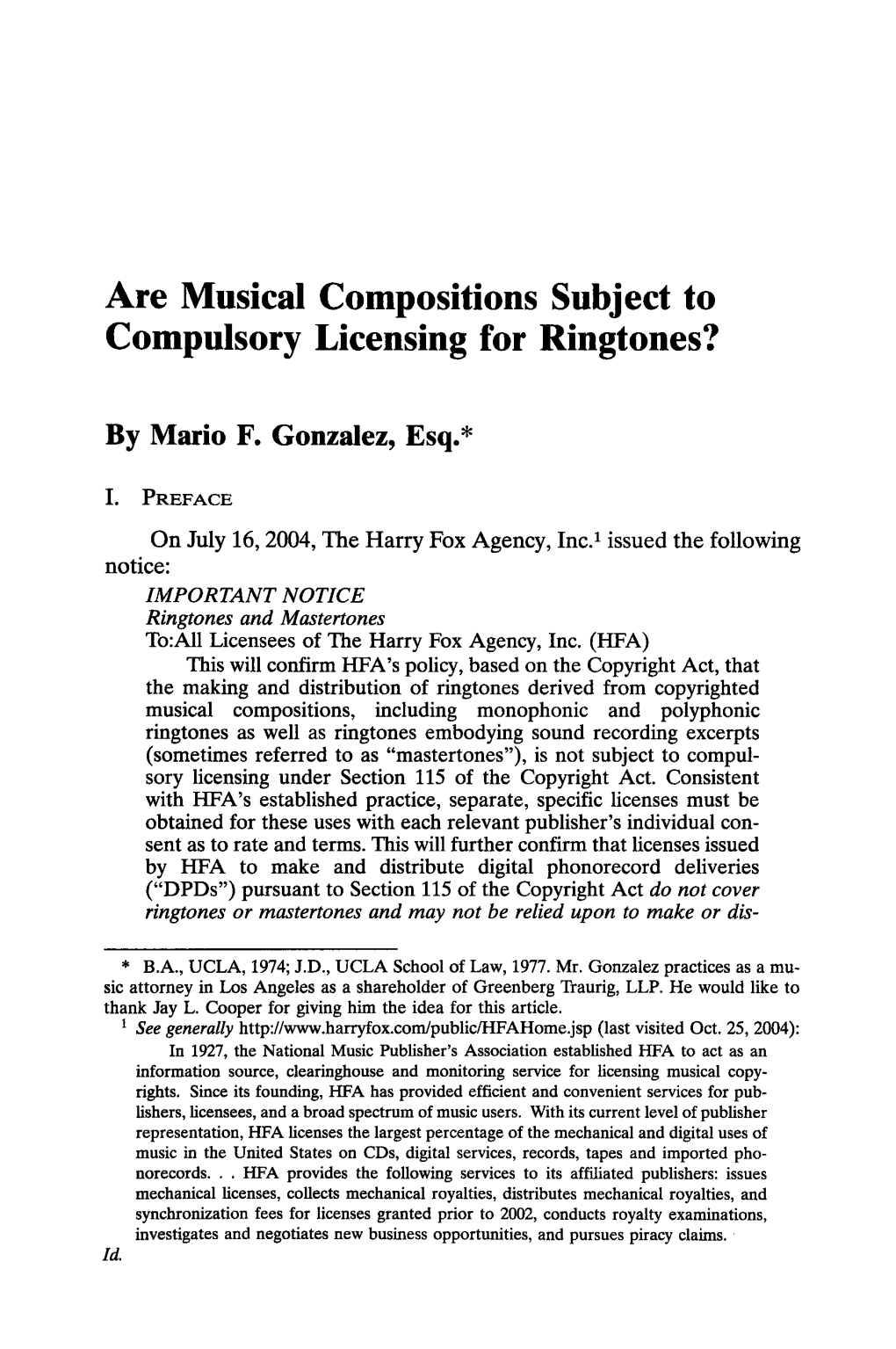 Are Musical Compositions Subject to Compulsory Licensing for Ringtones?