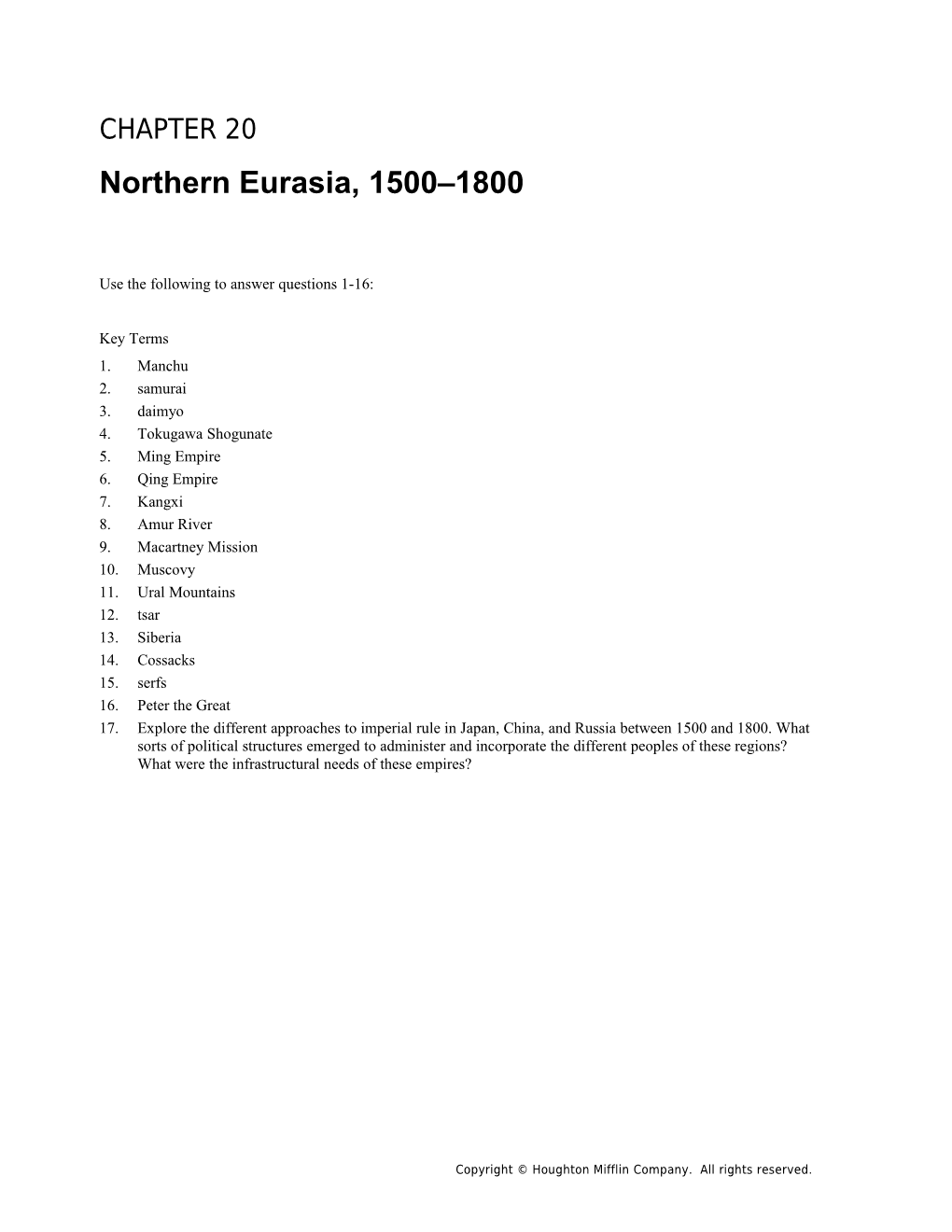 Chapter 20: Northern Eurasia, 1500 1800 175