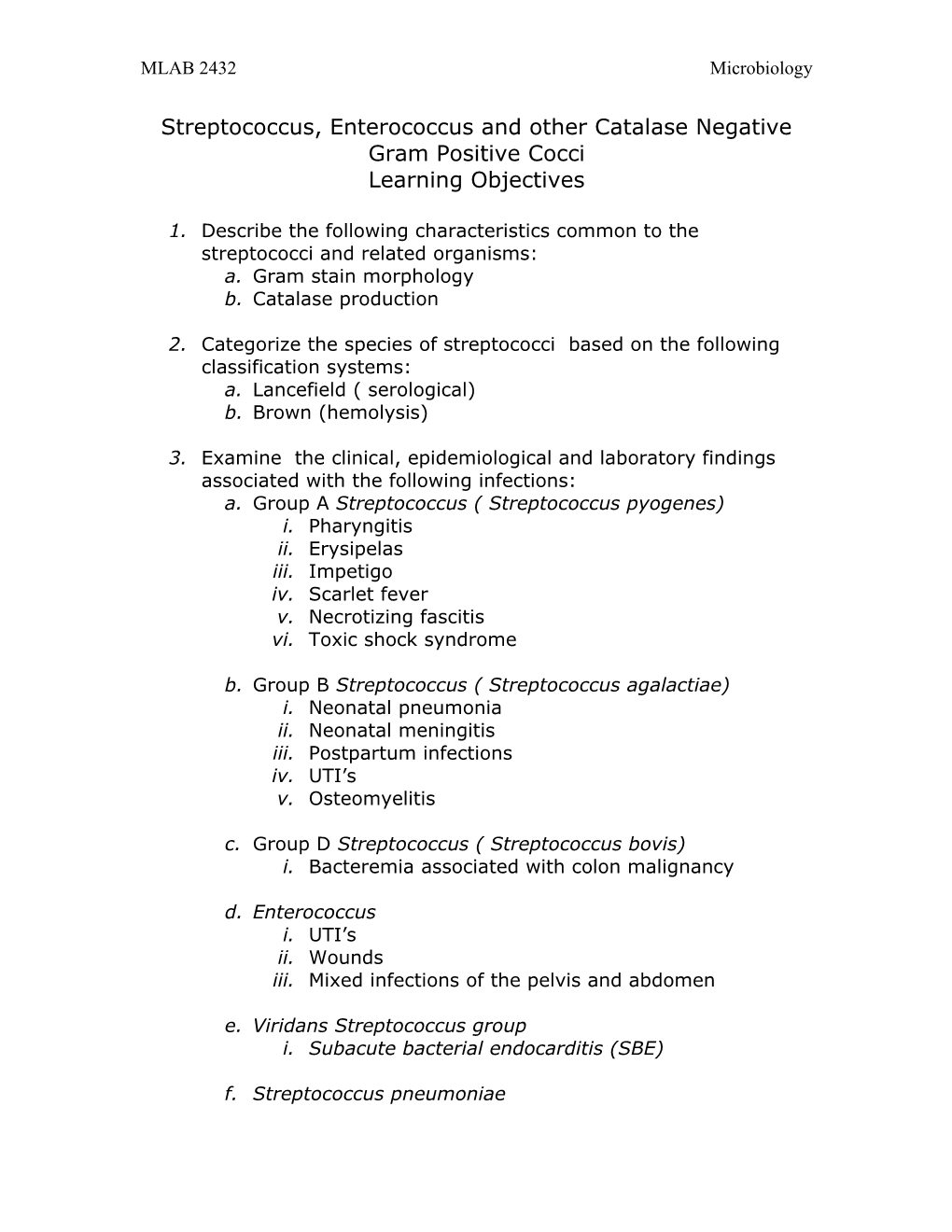 Chapter 15: Streptococcus, Enterococcus and Other Catalase Negative Gram Positive Cocci