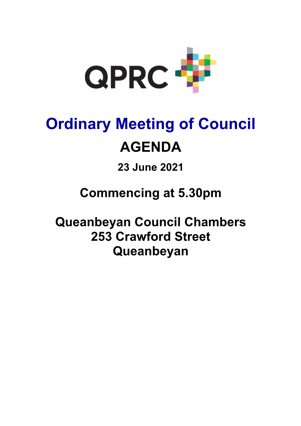 Agenda of Ordinary Meeting of Council
