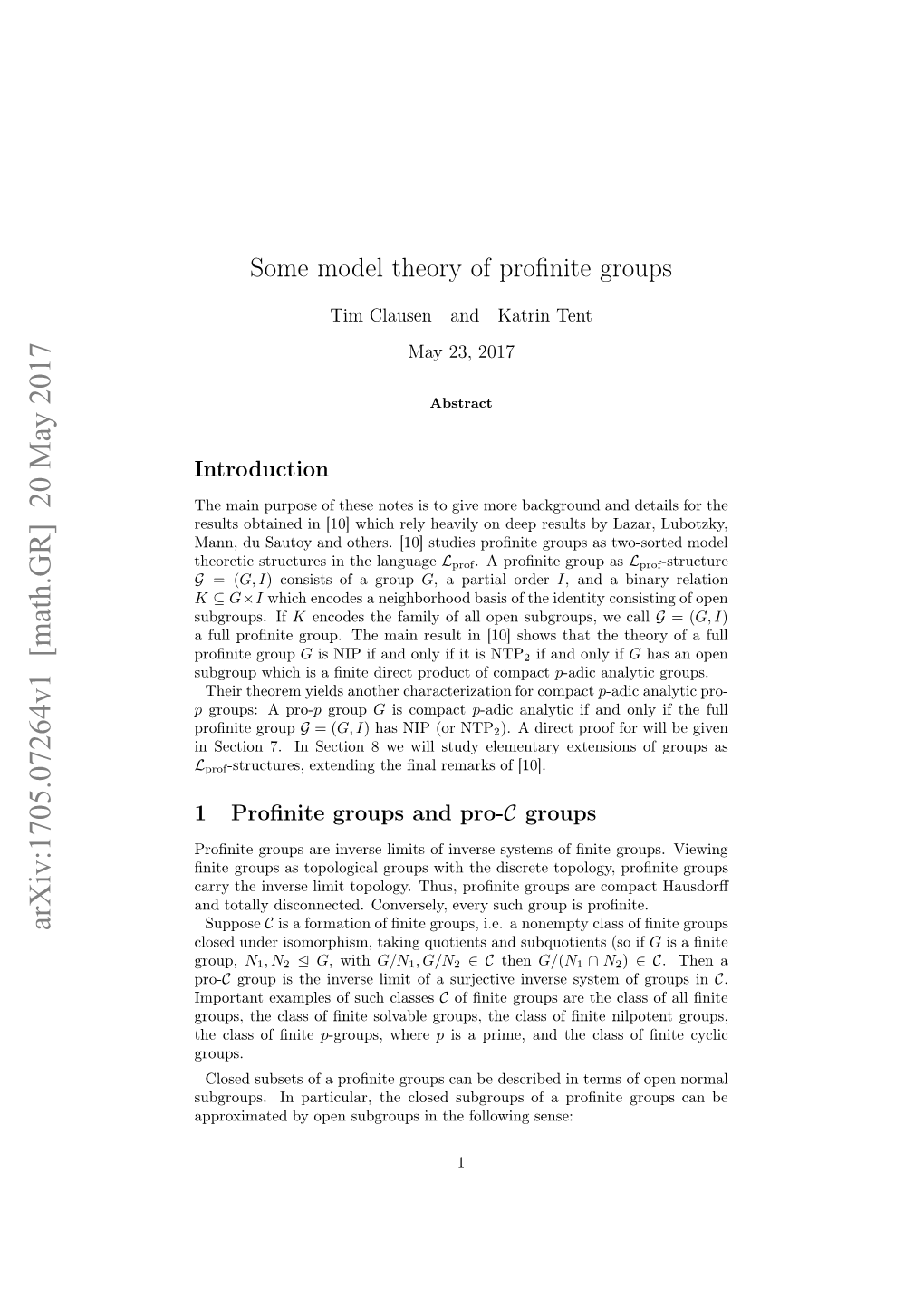 Some Model Theory of Profinite Groups