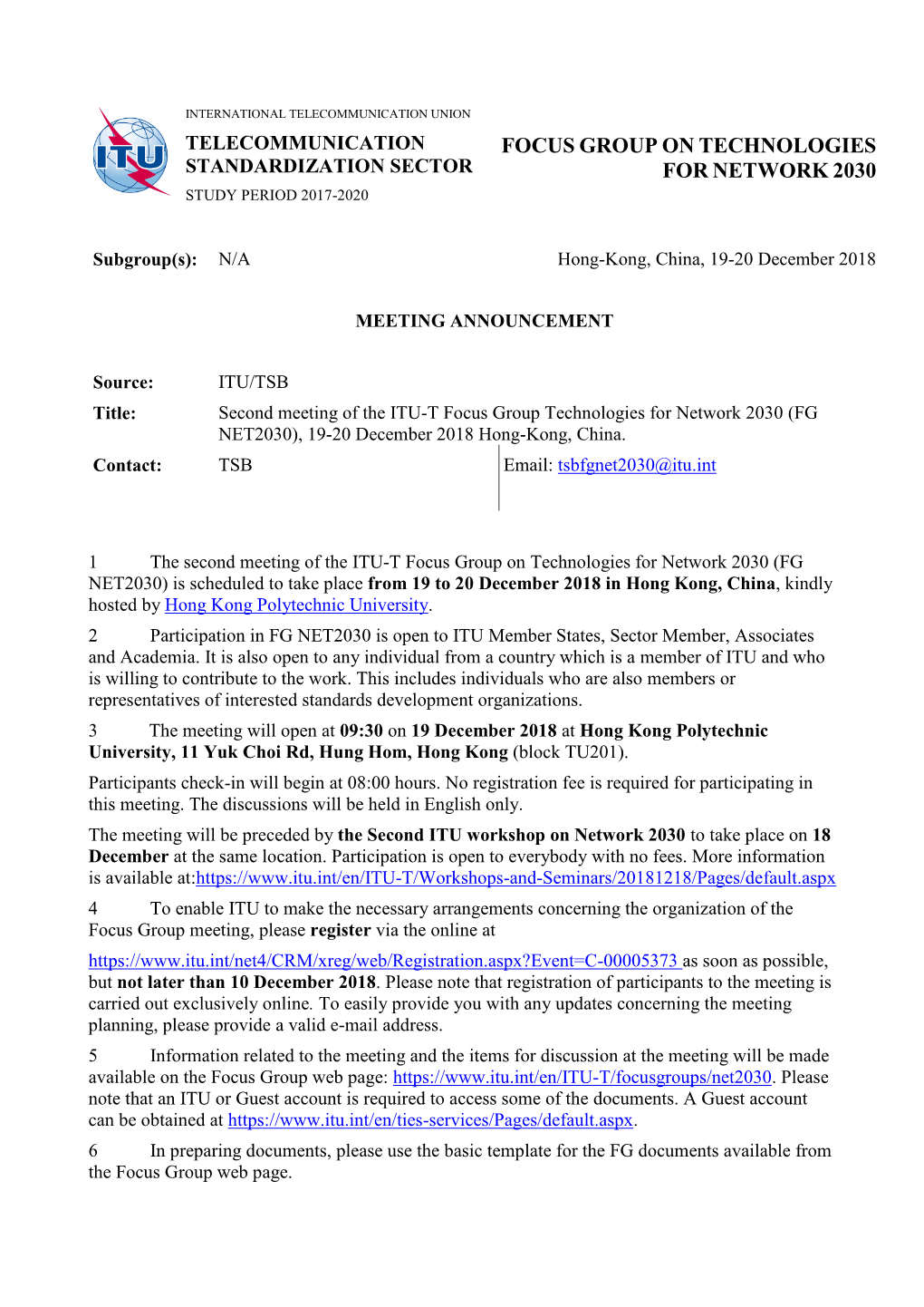 Sixth Meeting of FG IMT-2020, Beijing, 17-20 May 2016