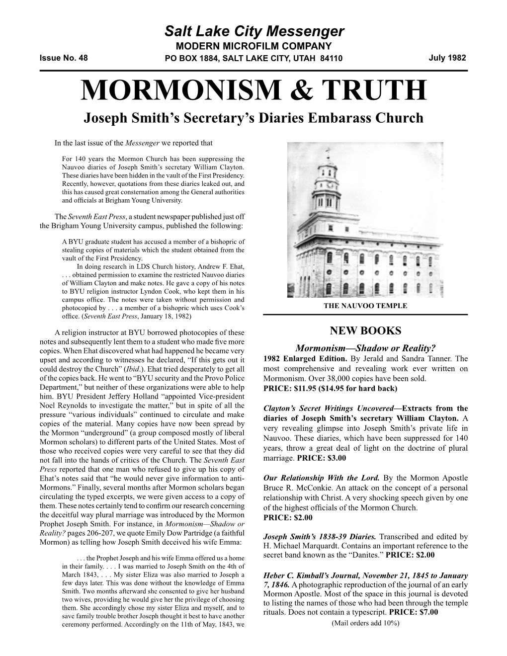 48 Salt Lake City Messenger: Mormonism and Truth (PDF)