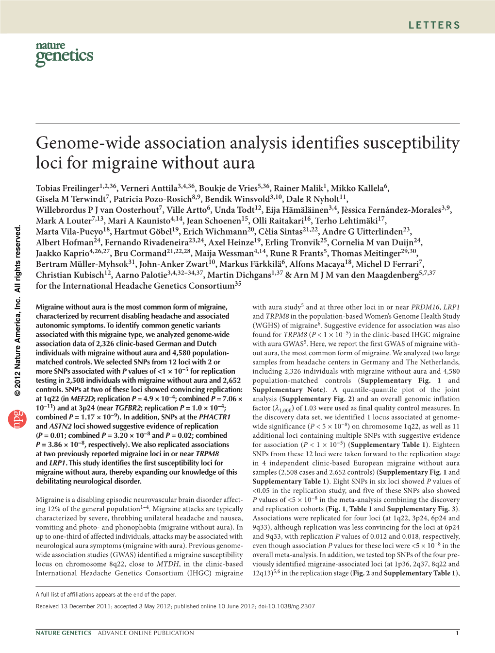 Genome-Wide Association Analysis Identifies Susceptibility Loci