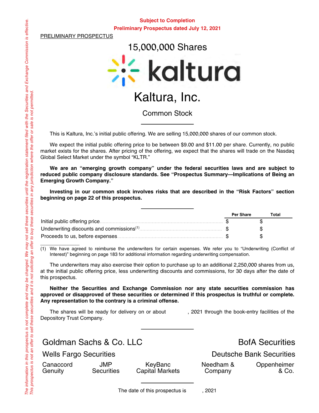 Kaltura, Inc. Common Stock