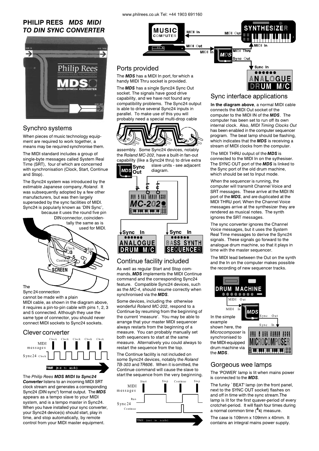 PHILIP REES MDS MIDI to DIN SYNC CONVERTER Synchro