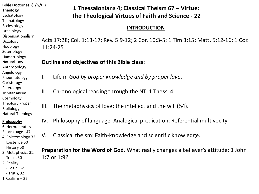 1 Thessalonians 4; Classical Theism 67 – Virtue