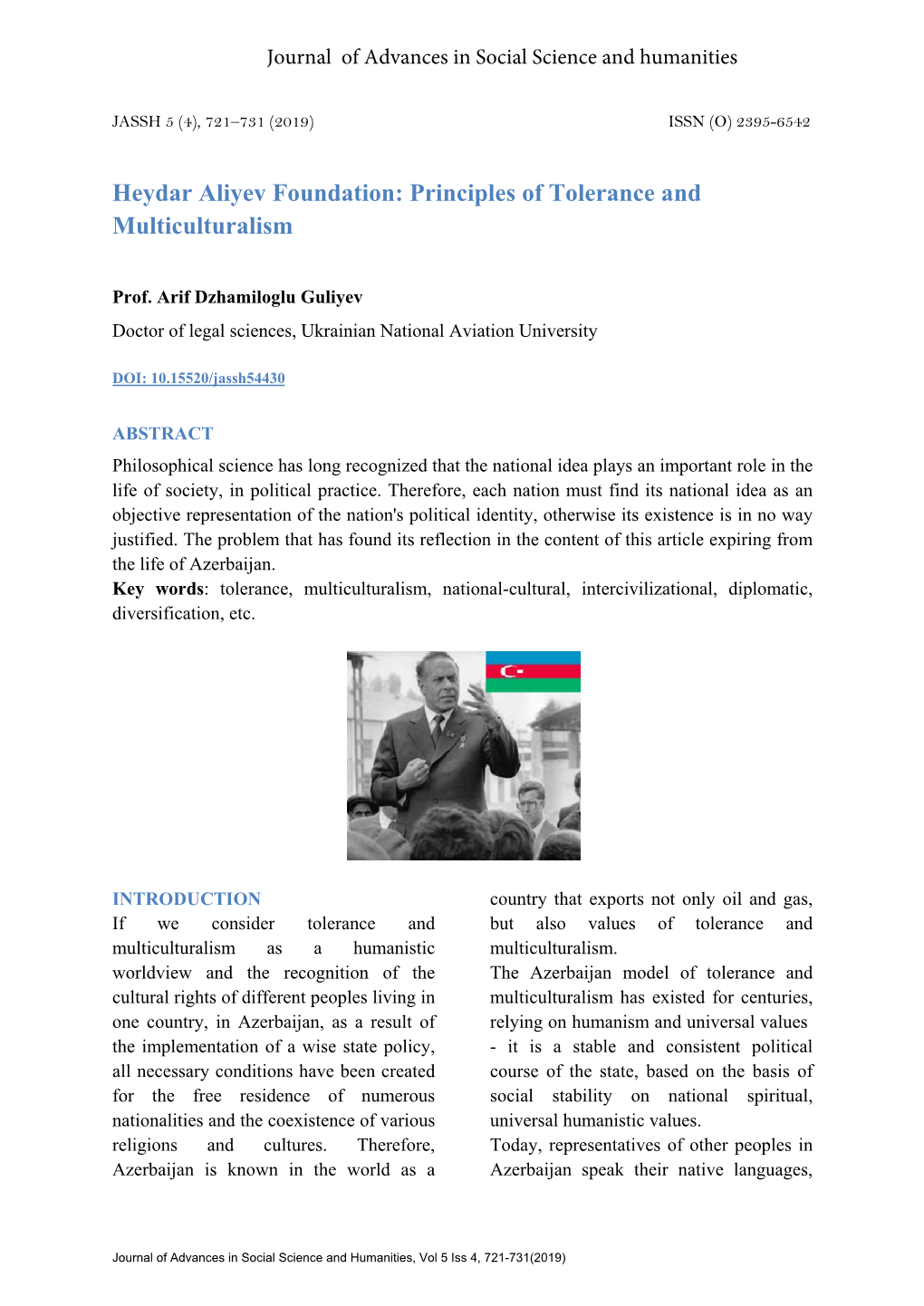 Heydar Aliyev Foundation: Principles of Tolerance and Multiculturalism