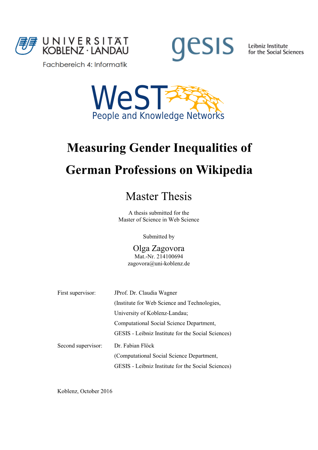 Measuring Gender Inequalities of German Professions on Wikipedia