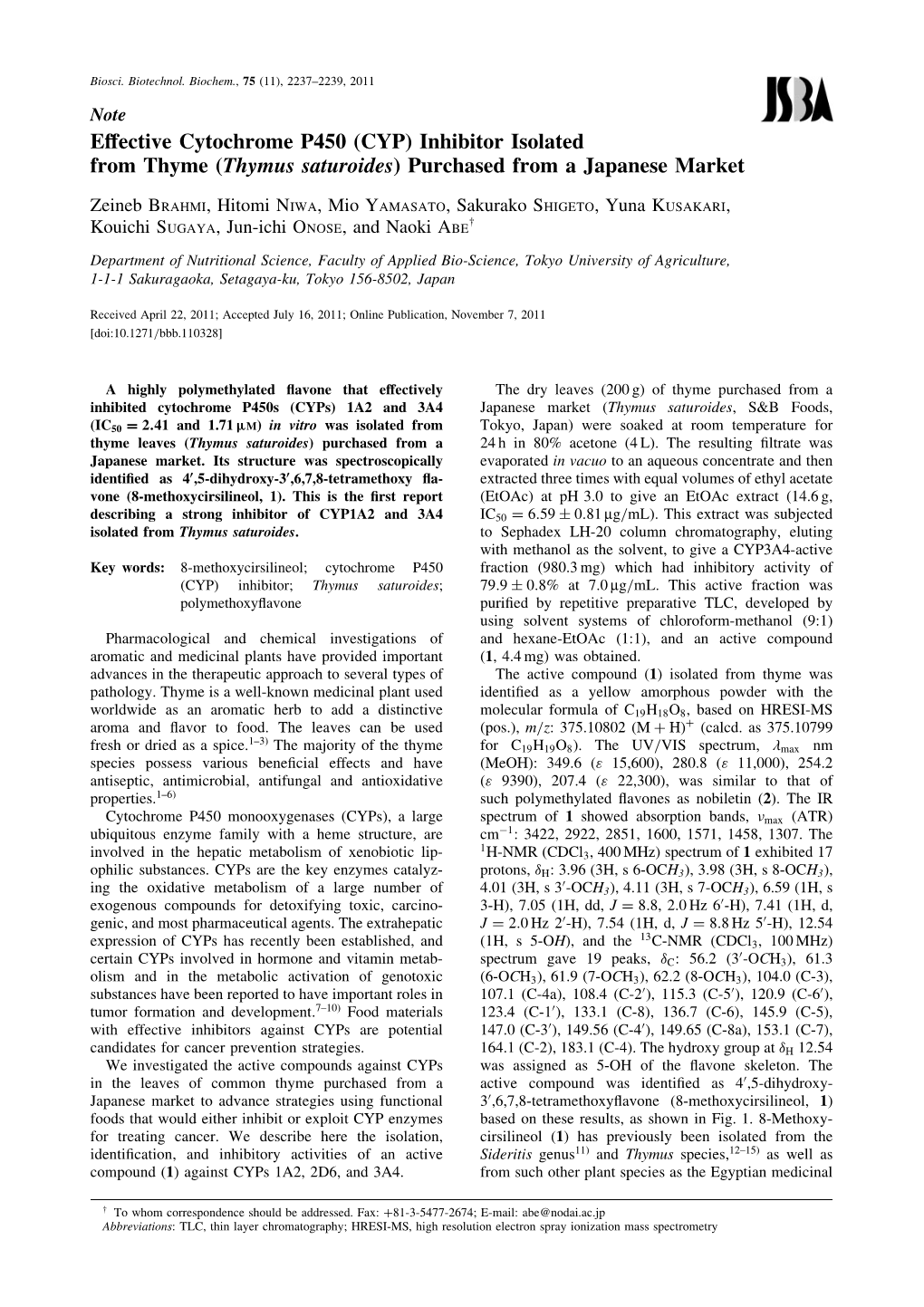 Effective Cytochrome P450 (CYP) Inhibitor Isolated From