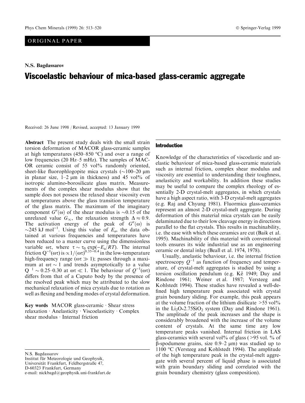 Viscoelastic Behaviour of Mica-Based Glass-Ceramic Aggregate