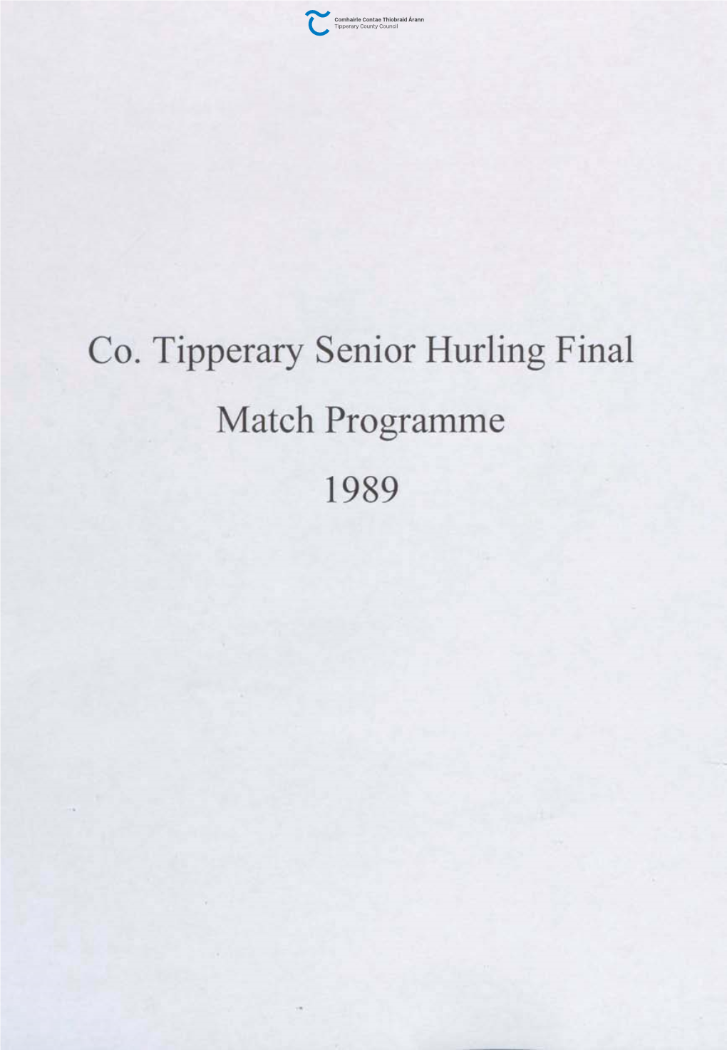 Co. Tipperary Senior Hurling Final Match Programme 1989