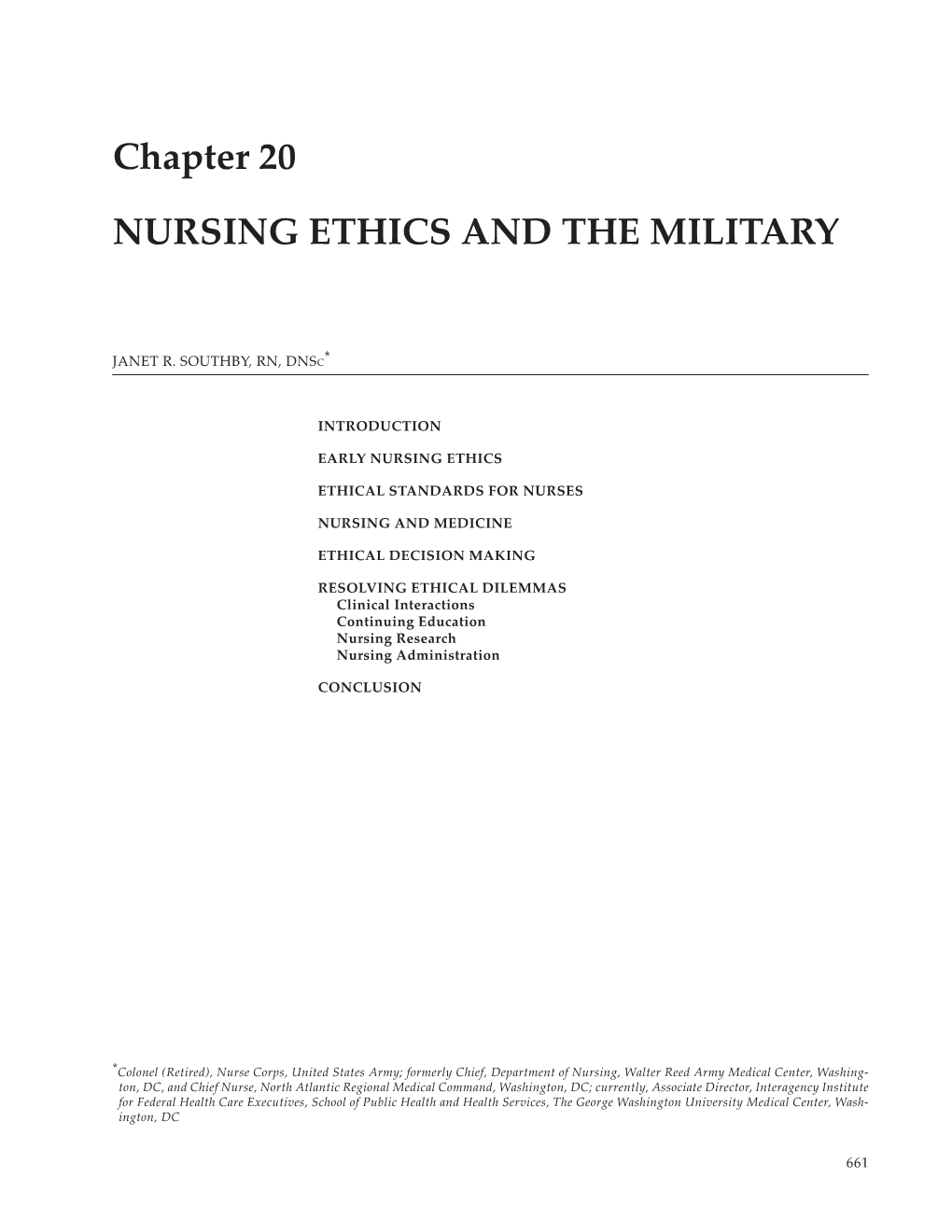 Military Medical Ethics, Volume 2, Chapter 20, Nursing Ethics and The