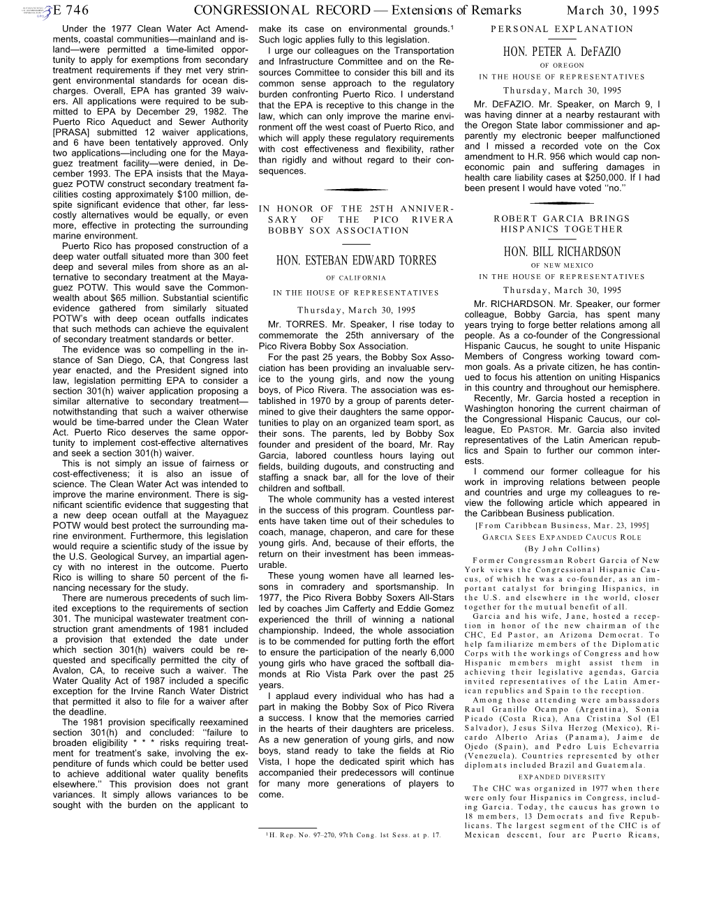 CONGRESSIONAL RECORD— Extensions of Remarks E 746 HON