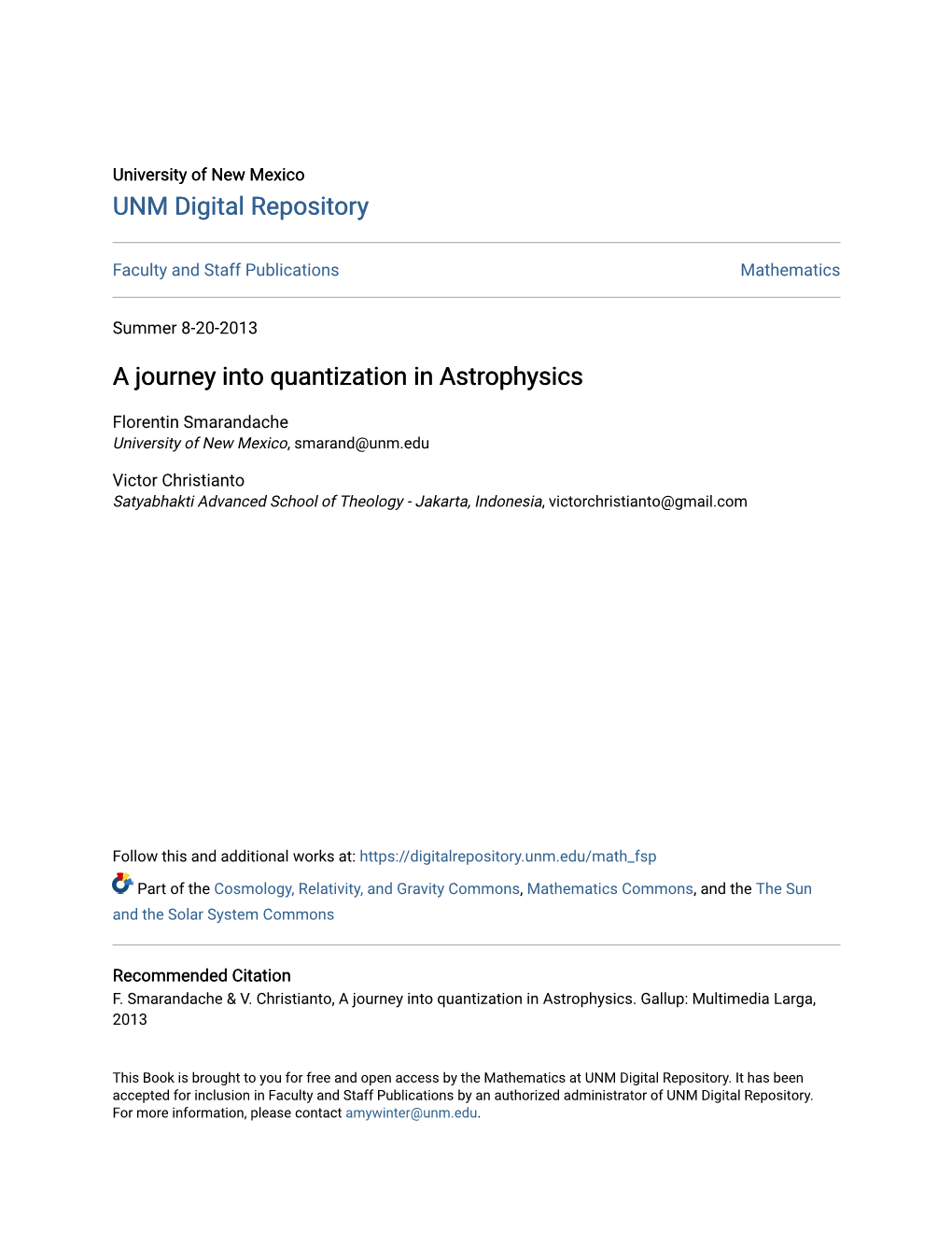 A Journey Into Quantization in Astrophysics