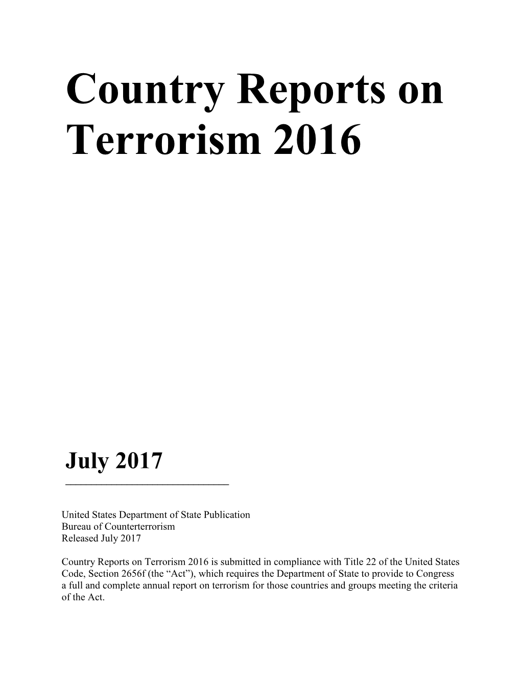 Country Reports on Terrorism 2016